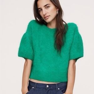 Banana Republic Fuzzy Alpaca-Blend Puff-Sleeve Sweater